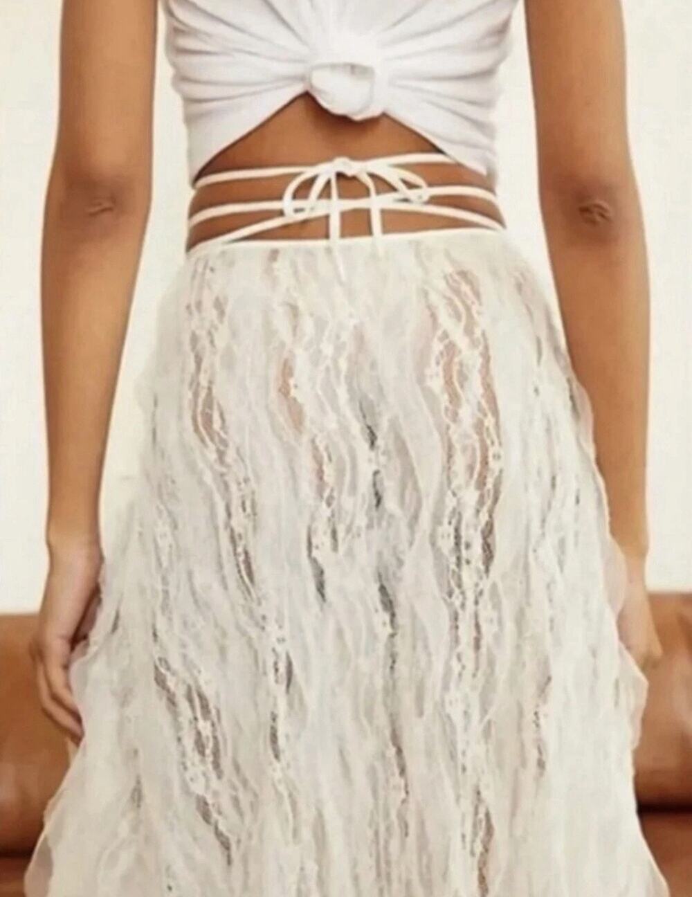 Intimately Free PeopleRomantic ivory lace wrap maxi skirt